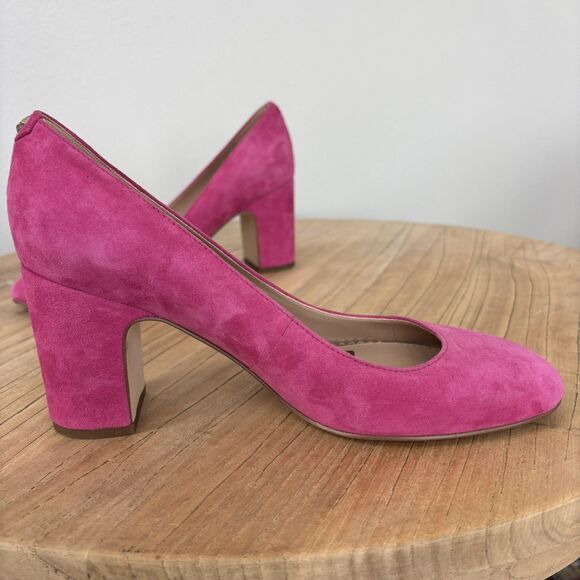 Sam Edelman Women Junie Hot Pink Block Heel Pumps Size 7.5 Suede Leather Barbie - Picture 5 of 15